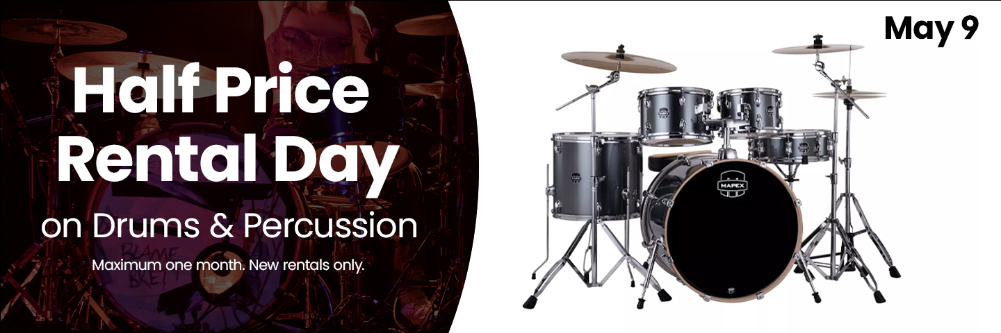 Half Price Rental Day on Drums & Percussion